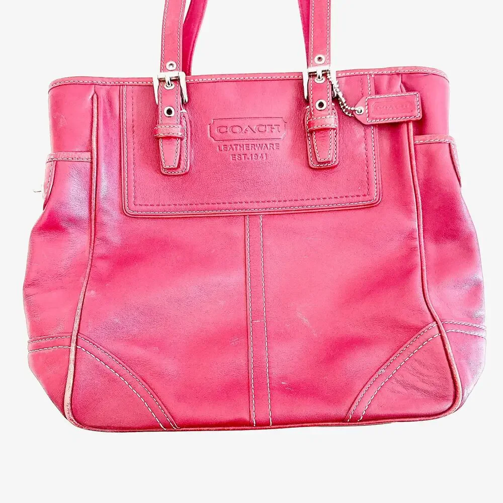 VINTAGE COACH LEGACY CLASSIC LEATHERWARE TOTE/SHOULDER BAG - RED